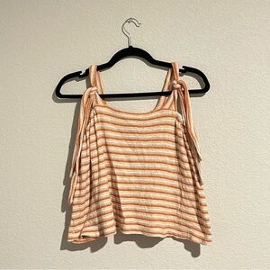 Madewell Texture and Thread Fall Boho Orange Stripe Square Neck Top Size Small